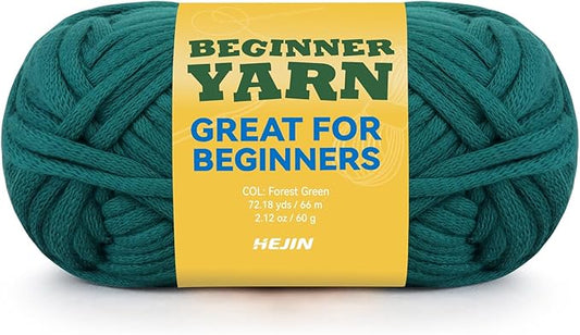 60g Forest Green Yarn for Crocheting and Knitting;66m (72yds) Cotton Yarn for Beginners with Easy-to-See Stitches;Worsted-Weight Medium #4;Cotton-Nylon Blend Yarn for Beginners Crochet Kit Making