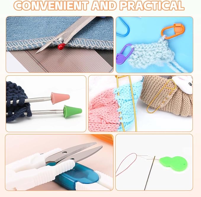 HATINXIA Crochet Hooks, 85pcs Crochet Hook Set with Storage Case, Yarn Crochet Kit for Beginners, Ergonomic Crochect Needles DIY Knitting Accessories Tools for Experienced Crochet Lovers, C2 Cat