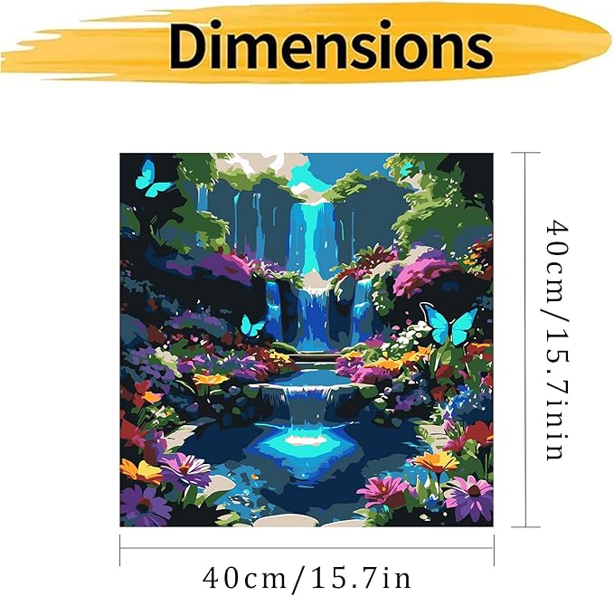 Paint by Numbers Kit for Adults Beginner, Landscape Scenery Adult Paint by Number Kits on Canvas, DIY Waterfall Acrylic Oil Easy Painting by Numbers for Home Wall Decor 16X16 inch (Without Frame)