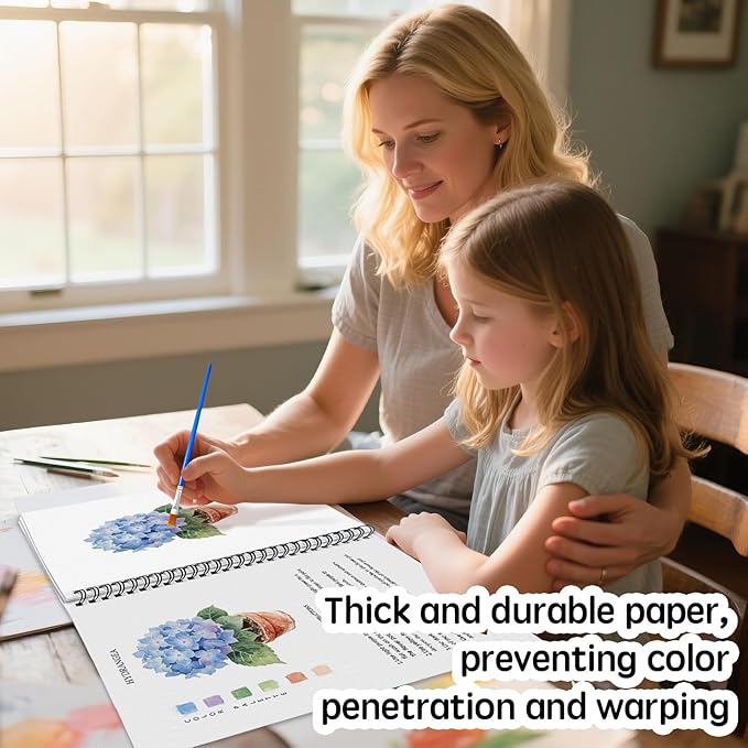 SLWBZ Watercolor Workbook Bouquets, 15 Different Patterns of Original DIY Designs, Beginner-Friendly Watercolor Workbooks, (Bouquets, Without Palette)
