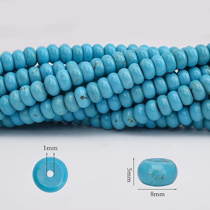 2 Strands (150PCs) Natural Blue Turquoise Rondelle Beads, 5 * 8mm Gemstone Loose Spacer Abacus Disk Beads for DIY Bracelet Necklace Earrings Jewelry Making, Craft Supplies Beading Kit