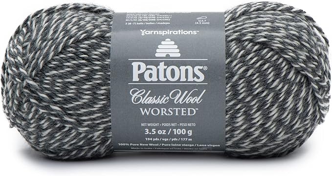 Patons Classic Wool Dark Gray Marl Yarn - 5 Pack of 3.5oz/100g - Wool - 4 Medium - 210 Yards - Knitting/Crochet