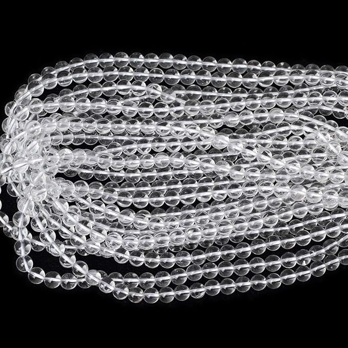 cheavian 60pcs 6mm natural clear white crystal quartz round loose beads crystal energy stone for jewelry making 1 strand 15"