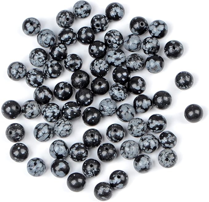 bymitel 210pcs natural crystal beads stone gemstone round energy healing loose beads with stretch cord for jewelry making bracelets anklets (snowflake, 4mm 210pcs)