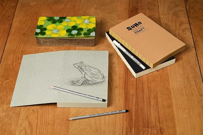 SoHo Urban Artist Open Bound Sketch Pads - Open Coptic Bound Sketch Pads for Drawing, Calligraphy, Any Dry Media, & More! - [Grey - 11x14 - Single]