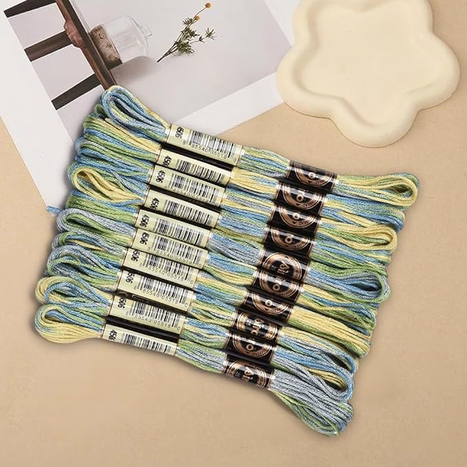 10 Skeins 6 Strands Green Variegated Embroidery Floss Polyester Gradient Cross Stitch Thread Friendship Bracelets Yarn Threads String Bulk for Hand Sewing Jewelry Crafts Bracelet Crochet Diy