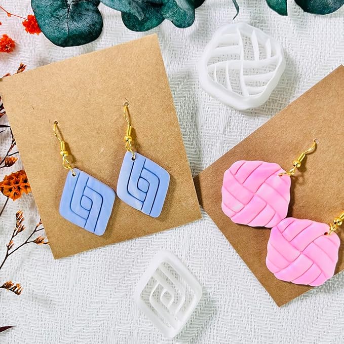 Xaekicr 2PCS Geometric Line Polymer Clay Cutters – Modern Clay Cutters for Earrings, Tools and Molds for Polymer Clay Jewelry DIY