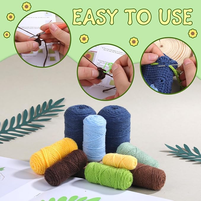 Pnytty Crochet Kit for Beginners, Beginners Crochet Kit-Bag, Crochet Starters Craft Kniting Kits for Adults Include Crochet Yarn Hook Tools Supplies and Easy Step-by-Step Video Tutorials (Blue)