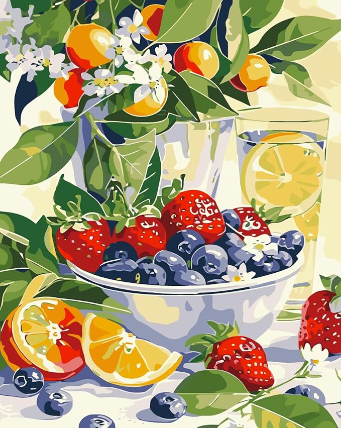 BYGFHLYW Paint by Numbers Kit for Adults Beginners, Fruit Adult Paint by Number Kits On Canvas, DIY Acrylic Oil Painting Kits for Beginners, Color by Number Adult for Home Wall Decor 16x20Inch