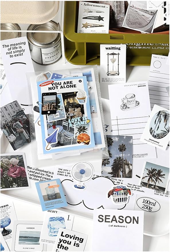 Alideco 200pcs Vintage Scrapbook Supplies Pack for Art Journaling Bullet Junk Journal Planners DIY Paper Stickers Craft Kits Notebook Collage Album Aesthetic Cottagecore Picture Frames (haiyangyinli)