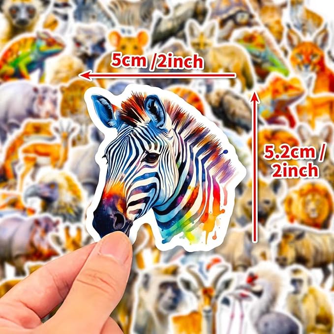 50 pcs cute animal stickers bulk.zoo animal stickers packs for adults teens,girls,wild africa sticker for water bottles laptop, phone etc