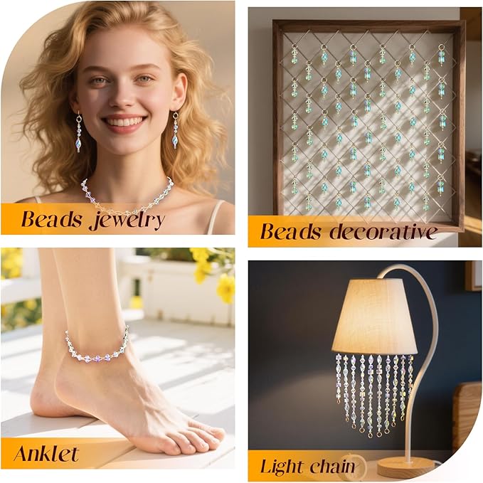 1500 Pcs Crystal Glass Beads for Jewelry Making – 12 Styles Bicone, Rondelle, Cube, Teardrop & 3mm Spacer Beads, DIY Bracelet Necklace Earring Craft Kit with Organizer Box(AB Color)