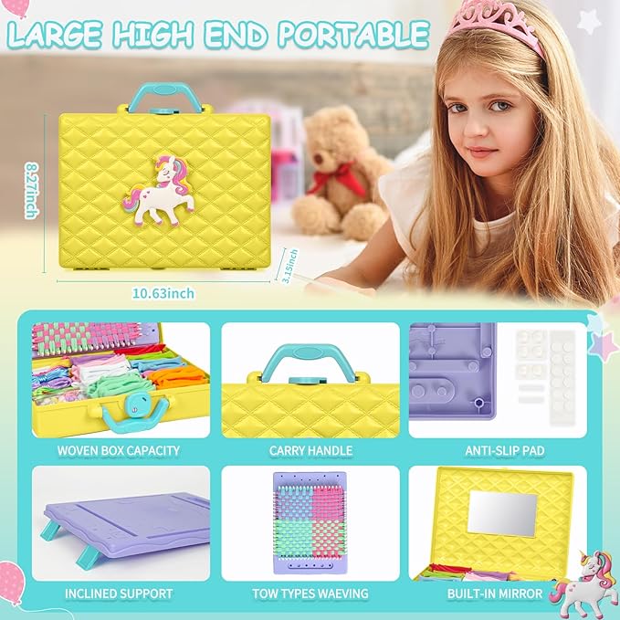 ZQIN Friendship Bracelet Making Kit for Girls 8+ Quick Maker DIY Arts and Crafts Toys, Best Christmas & Birthday Gifts for 6-12 Year Old Girls (Yellow)