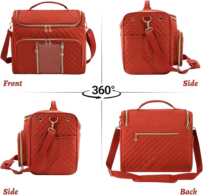 Knitting Bag- Crochet Bags for on The go,Yarn Storage Organizer, Perfect for Knitting and Crochet Accessories(Rust Red)