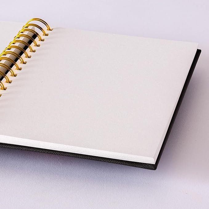Olympian Ringed Sketchbook, A5 Size 5.5 x 8.25 inches, Gold Metal Ring Binding Lays Flat, 60 Sheets, 150 GSM Fine Art Paper for Artists, Ideal for Pencil, Ink, Watercolor, Leda Art Supply (Pack 1)