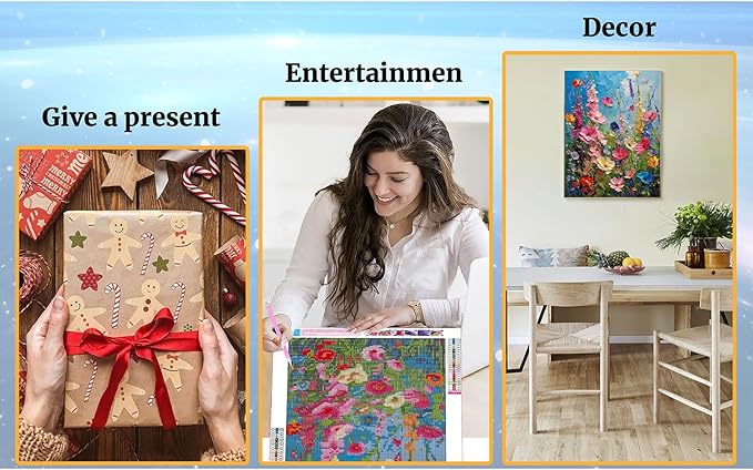 Ausanrl Wild Flowers Square Diamond Painting Kits - Square Drill Diamond Paintings Flowers,Square Diamond Art,DIY Flower Gem Painting for Adults and Crafts for Gifts and Home Wall Decor 12x16inch