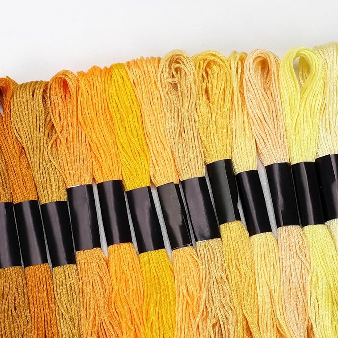 Embroidery Floss 16 Skeins 8.7 Yard Yellow Friendship Bracelet String Cross Stitch Threads for Jewelry Making Bracelet Stitching Thread Floss Bracelets Making Yarn