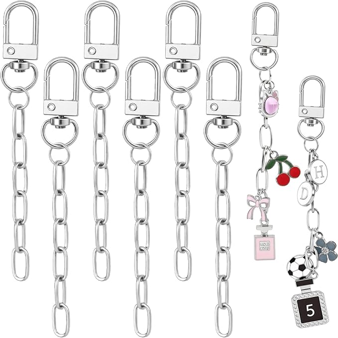 Hzopcw 6pcs Keychain Making Kit, Silver Key Ring Swivel Snap Hook Chains, Alloy Extender Keychain Bag Charm Kits for DIY Crafts Jewelry Making Handbag Purses- A Style