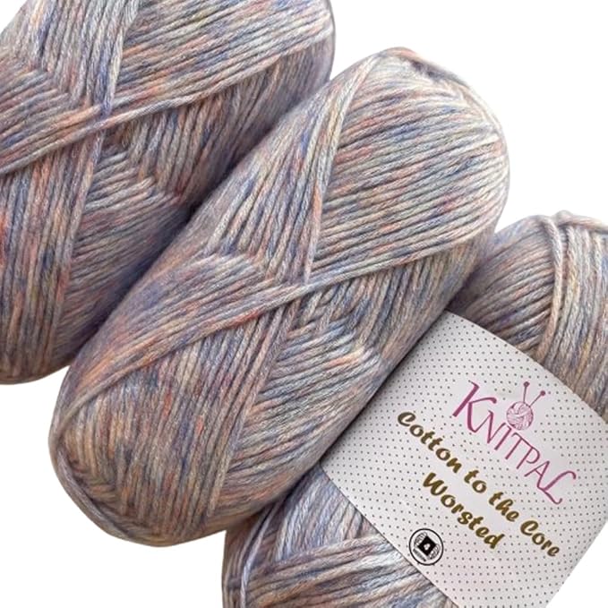 Cotton to The Core Worsted Weight Yarn for Crocheting, 3-Pack (654Yds / 300G), Free Patterns, Beginners Friendly - Soft Cotton Yarn for Knitting - #4 Medium Worsted Weight - Steel Blue