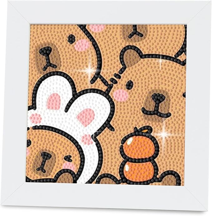 PERFECTSIGHT Cute 5D Diamond Art Kits with Wooden Frame, Kawaii DIY Painting Art for Adults, Diamond Arts and Crafts Sets, Big Gem Full Drill Diamond Dots for Women (Capybara)