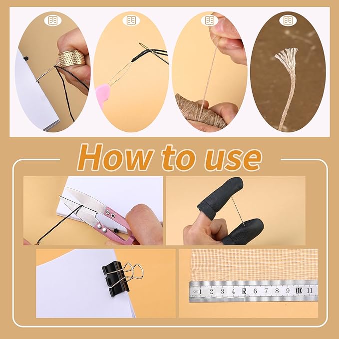 33 Pcs Book Binding Kits 4 Pcs Bone Folder Paper Creaser Paper Folding Tool Book Binding Supplies with Bookbinding Needle, Waxed Thread, Steel Ruler, Awl for Bookbinding, Paper Card Crafts