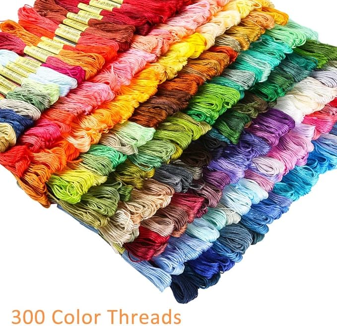 Caydo 300 Skeins Embroidery Floss, Rainbow Color Friendship Bracelets Floss with 20 Pieces Floss Bobbins