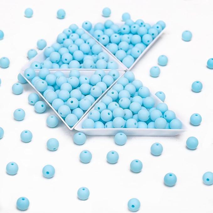bonny boxx 100pcs 12mm matte light blue acrylic round beads, frosted plastic resin bubblegum balls chunky gumball beads for necklace and bracelet making, crafting supplies