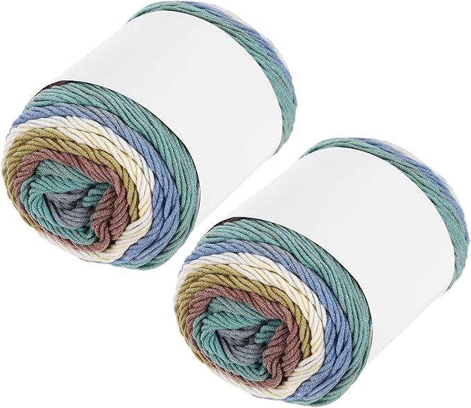 MECCANIXITY Cotton Acrylic Yarn for Crocheting, 422 Yard 5 Ply Soft Gradient Yarn Acrylic 45% Cotton 55% Used for DIY Knitting Blankets Scarves(2 Packx100g,Blue,Brown,Green,Beige)
