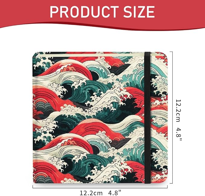 Mifuner Small Square 4.8x4.8 80gsm Mini Notebooks Blank Pages Sketchbooks Travel Journal Pocket Hardcover Paint Writing Notebook Blank Diary Memo Planner Sketchbook Fabric Cover, Sea Wave
