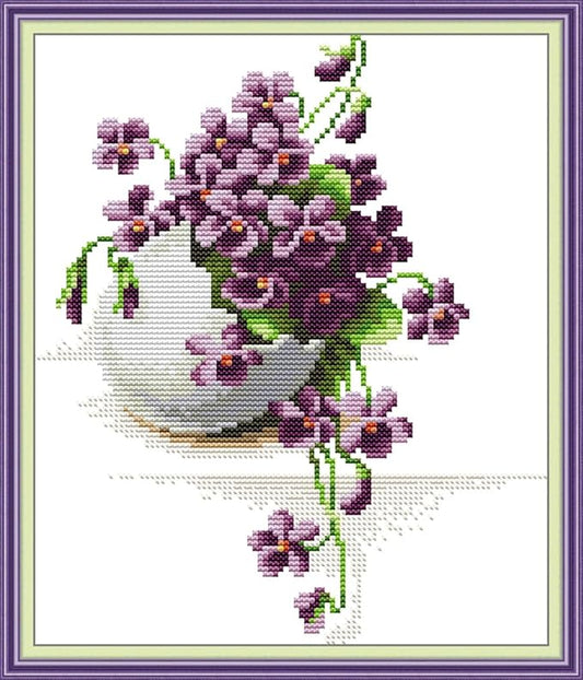 Meecaa Cross Stitch Kits 14 Count Stamped, Egg Succulent Plant Embroidery Kit with Accessories Pre Printed (Night)