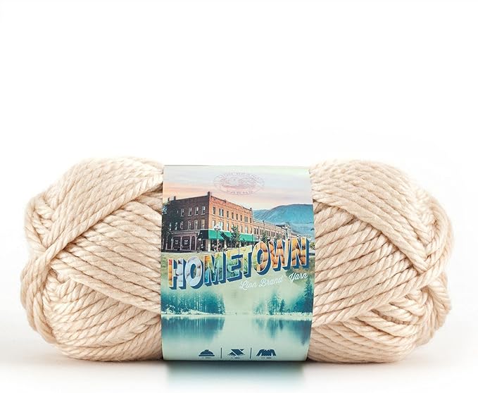Lion Brand Yarn Hometown Yarn, Super-Bulky Yarn for Knitting, Crocheting, and Crafting, 1 Pack, Los Angeles Tan
