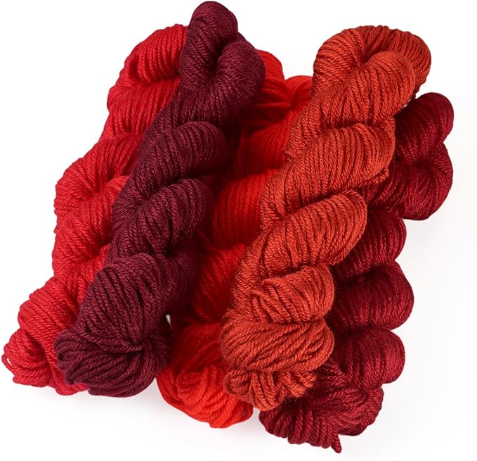 Cheriswelry 5 Skeins Red Theme Acrylic Fiber Yarn for Knitting 2mm Soft Craft Sewing Cord Threads for Weaving Multicolor Skeins Yarn kit for Crochet Beginners Adults