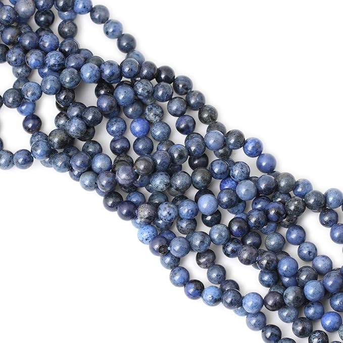 cheavian 45pcs 8mm natural dumortierite gemstone round loose stone beads for jewelry making crafts design 1 strand 15"