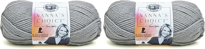 Lion Brand Yarn (1 Skein Vanna's Choice Yarn, 2 Pack, Silver Grey