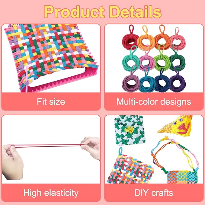 Weaving Loom Refill Loops, 1000PCS Potholder Loops for 7-10 Inch Loom, Weaving Bands DIY for Kids, Ideal Gifts for Girls Ages DIY Crafts Supplie (12 Rainbow Colors (1000 Loops))