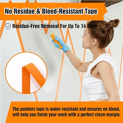 HongWay Masking Tape 1 Inch, 6 Rolls x 22yd (132yds in Total) Painters Tapes for Painting Labeling Arts Crafts, Easy Removal, No Residue (0.94in Orange)