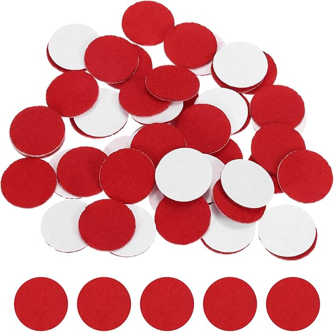uxcell 100 Pcs Adhesive Felt Circles, 9/16" Round Non-Woven Felt Pads Stickers Dots Pre Cut for DIY Crafts Sewing Handcraft Costume Holiday Decoration, Red