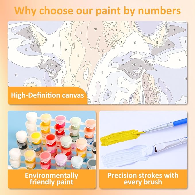 Framed Paint by Numbers Kit for Adults with Wooden Easel, Dragonfly Paint by Numbers Kit for Adults, DIY Acrylic Oil Painting Kits with Brushes Gift Box for Home Wall Decor(16x20inch)