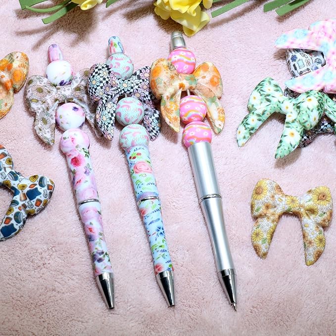 16Pcs Bow Silicone Beads Bulk Flower Focal Silicone Beads for Keychain Making Necklace Jewelry DIY Bracelet Making Kit (Bowknot)