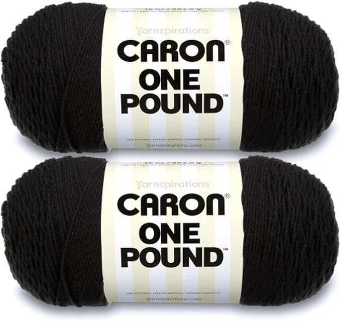 Caron One Pound Black Yarn - 2 Pack of 454g/16oz - Acrylic - 4 Medium (Worsted) - 812 Yards - Knitting/Crochet