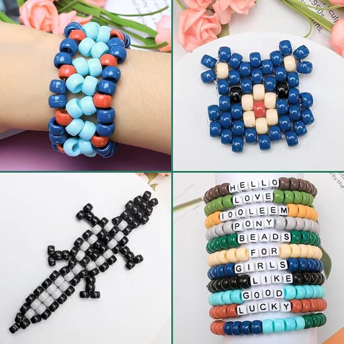 iooleem pony beads(8000pcs earth-tone colored), beading supplies, friendship bracelets making, king size