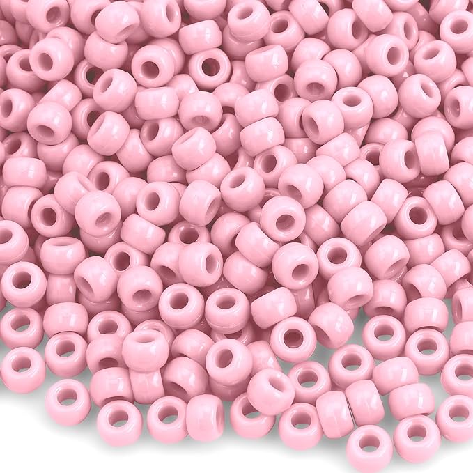 pony beads 1100 pcs, beads for jewelry making, beads for bracelets making, hair beads, valentine beads, pink beads for crafts, kandi jewelry, hair beads for braids for girls (pink)