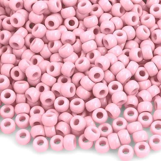pony beads 1100 pcs, beads for jewelry making, beads for bracelets making, hair beads, valentine beads, pink beads for crafts, kandi jewelry, hair beads for braids for girls (pink)