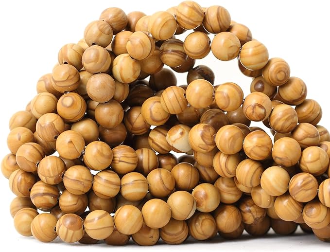 cheavian 45pcs 8mm natural woodgrain jasper round loose beads for jewelry making diy bracelet necklace materials 1 strand 15"