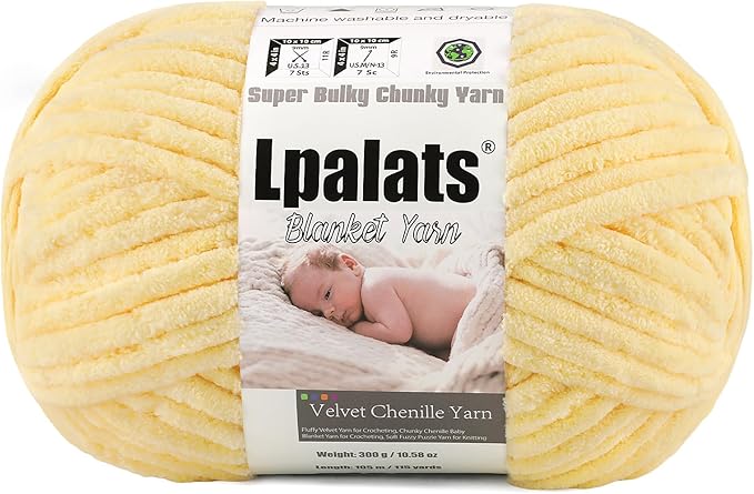 Baby Blanket Yarn for Crocheting - 1 Pack of 300g/10.6oz Super Fluffy Chunky Chenille Yarn for Hand Knitting, 115 yds Super Bulky Plush Yarn for Cozy Blankets and Amigurumi (1, Goose Yellow)