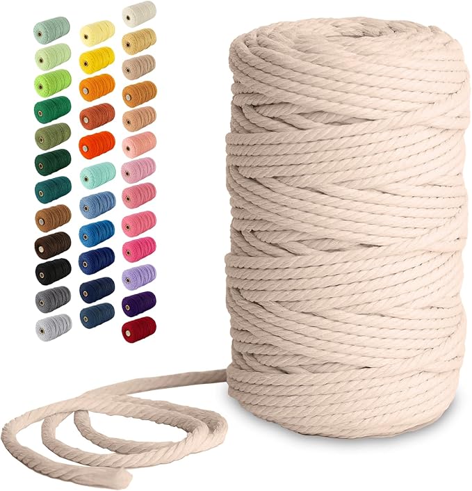 Nook Theory Macrame Cord - 5mm 109 Yards Cotton Rope, 3mm 4mm Yarn, String for Crafts, Perfect for Macrame Wall Hanging and Boho Decorations (Khaki)