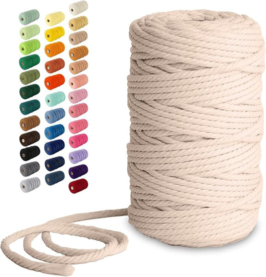 Nook Theory Macrame Cord - 5mm 109 Yards Cotton Rope, 3mm 4mm Yarn, String for Crafts, Perfect for Macrame Wall Hanging and Boho Decorations (Khaki)