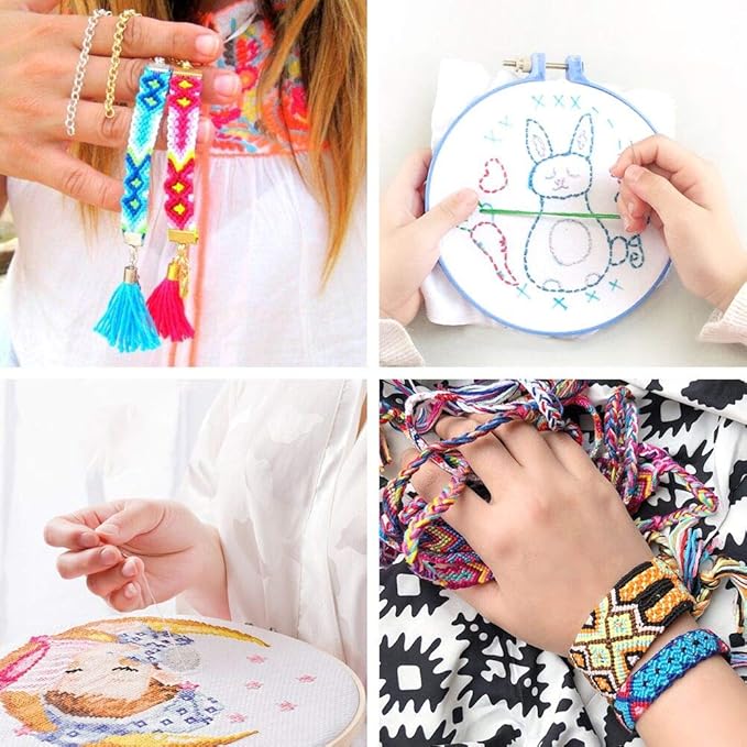 962Pcs Friendship Bracelet String Kits with Storage Box, 110 Colors Embroidery Thread and 800 Beads,52Pcs Cross Stitch Tools-Labeled with Numbers for Bobbins,Great Production Gift.