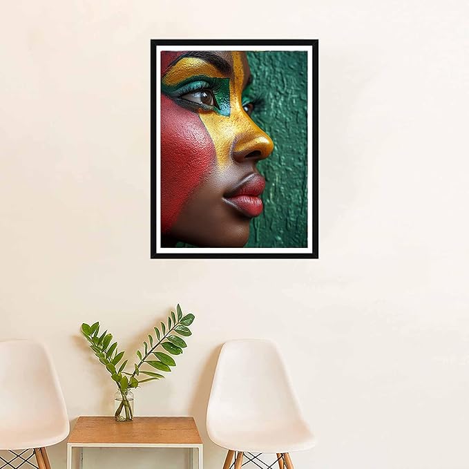 SKRYUIE 5D Diamond Painting Kits African Women - DIY Diamond Art Kits for Adults African Americans, Full Round Drill - Crystal Embroidery Cross Stitch - Craft for Wall & Office Decor - 12x16 Inch e1