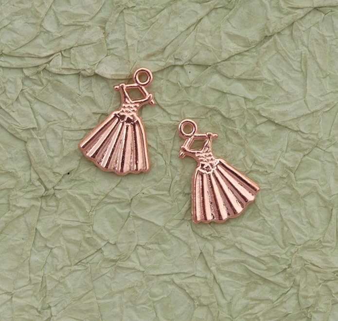 50 Pcs Mini Dress Charms 2 x 1.3 cm Metal Cute Pendants Accessories for Jewelry Making Finding Kits Earring Bookmark Scrapbooking Decoration Supplies